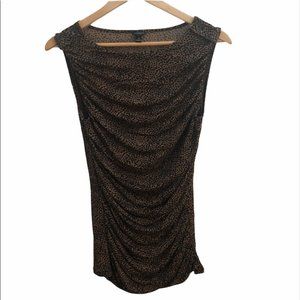 Ann Taylor Leopard Print Sleeveless Top Ruched Size Medium